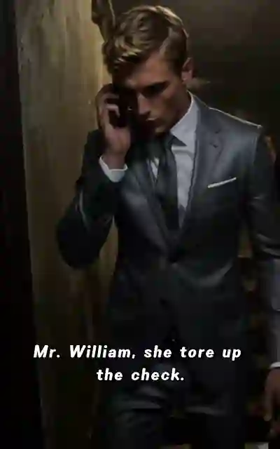 William on the phone about the torn check