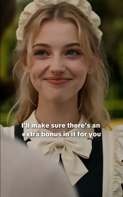 Ariel smiles in her cream-ribbon maid outfit