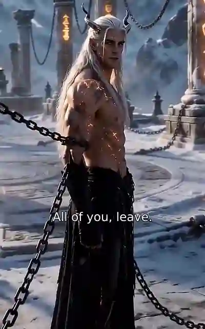 The horned lord chained in the temple courtyard