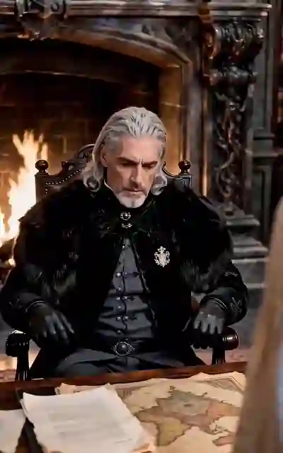 Her father's household lord seated at the map table