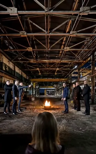 Men in dark coats squared off
