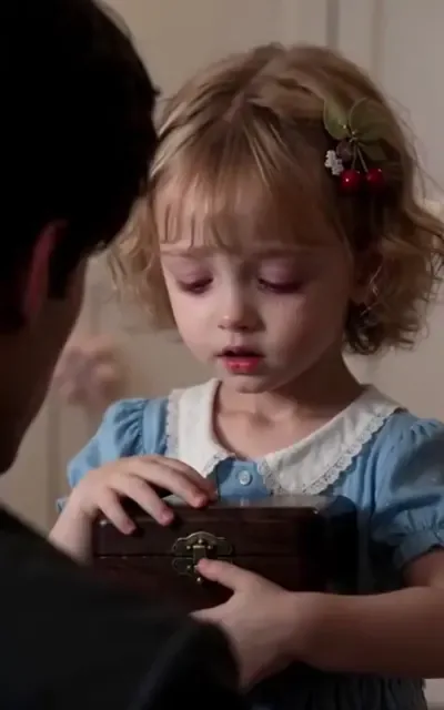 Daisy reading Mommy's letter