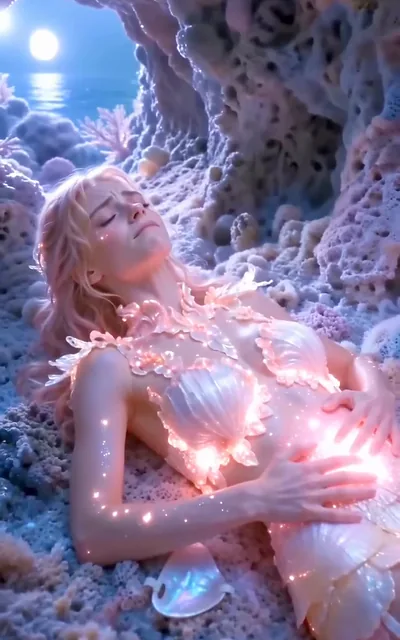 Coral watches the human circle from the dark water