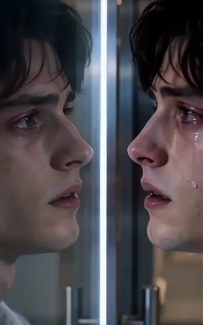 A suited man faces a younger man across a bright room