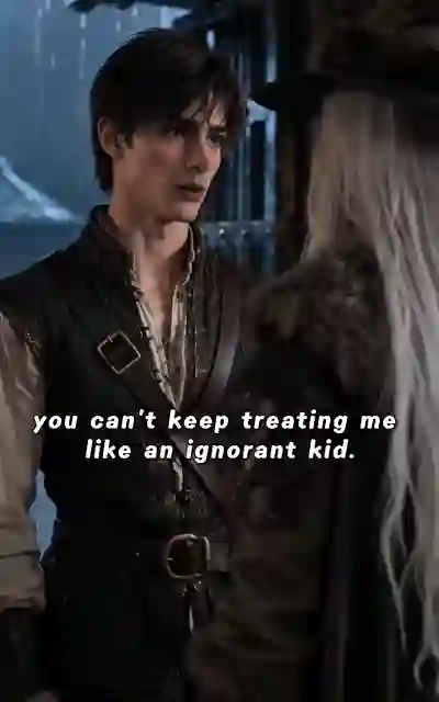 Adrian facing Vivian before entering the palace