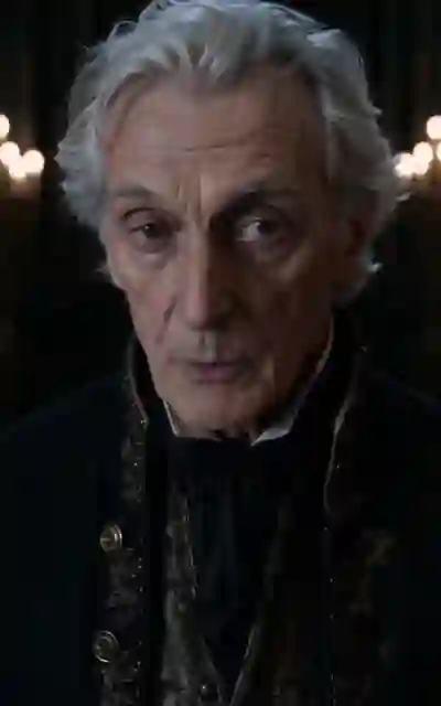 The old court advisor in the candlelit hall