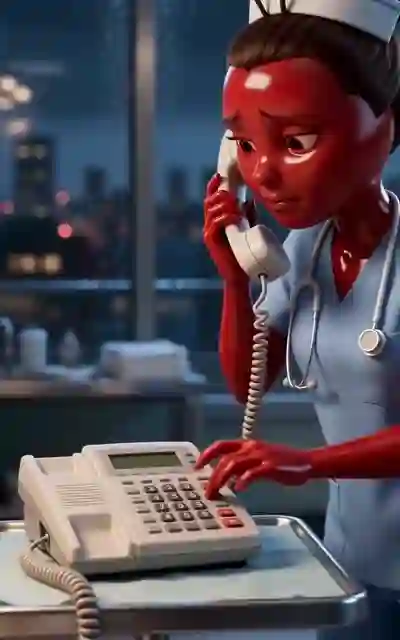 A nurse making the hospital phone call