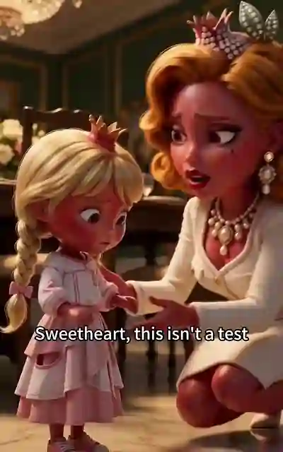 Lydia kneeling to speak with her little girl