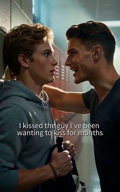 Caleb blocking Ethan's bag by the lockers