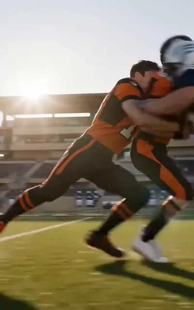 A tackle under the stadium sun
