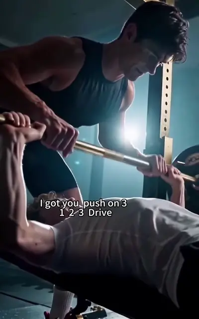 The bench press push in the gym