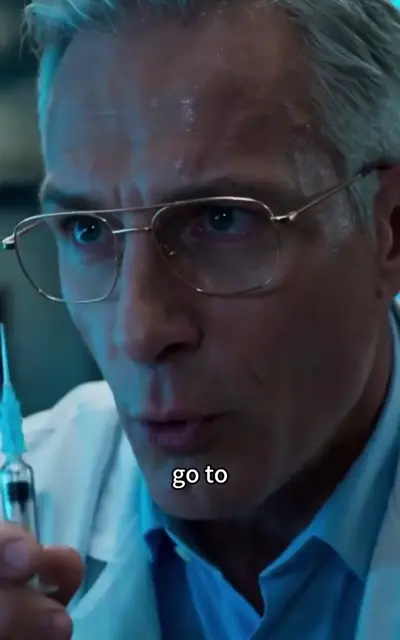 Dr. Hans with the syringe under cold light