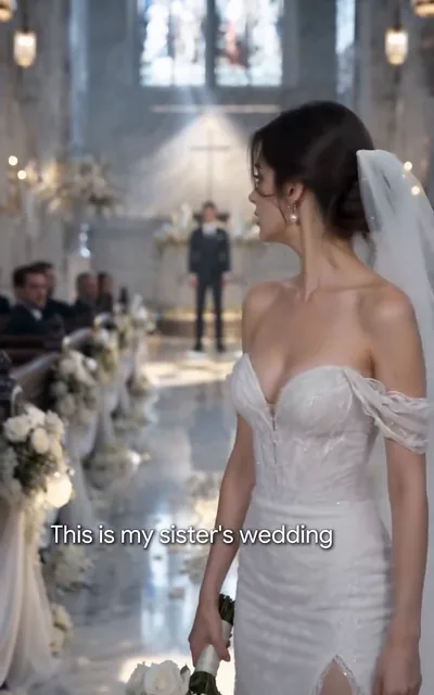 Nova walking the aisle in her sister's dress