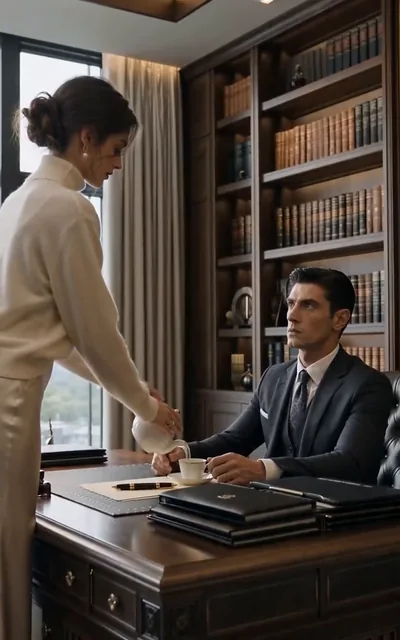 He looks at her properly for the first time