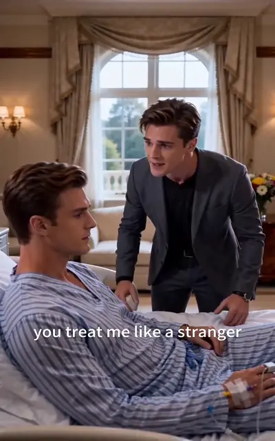 The heir pleads beside the striped hospital gown