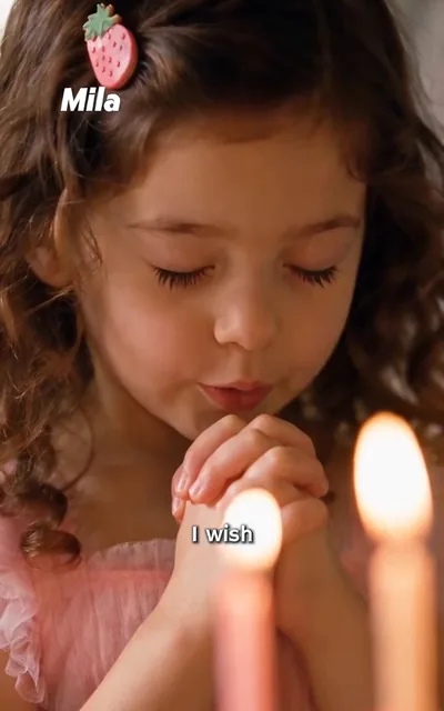 Mila blows out her birthday candle
