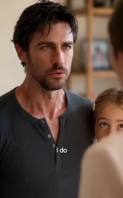 Thorne talks to his daughter in a warm living room