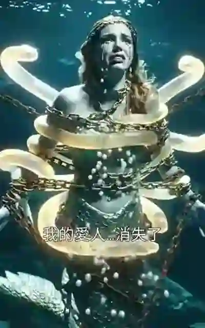 The chained crying mermaid under the coils