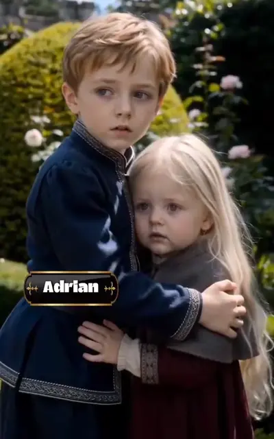 The young prince beside little Alara in the garden