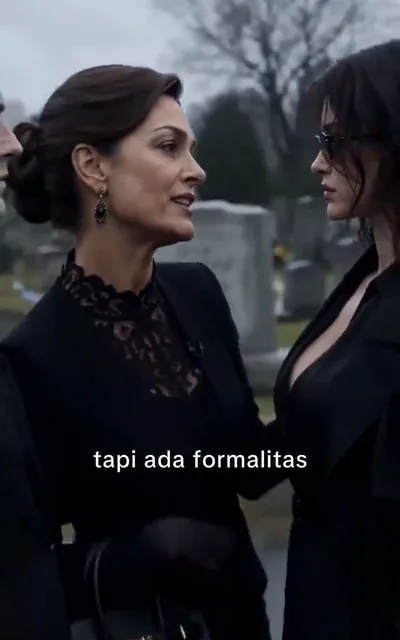 Vivian in black at the funeral