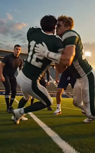 The two rivals collide on the football field in green jerseys
