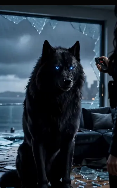 The black wolf meeting her eyes