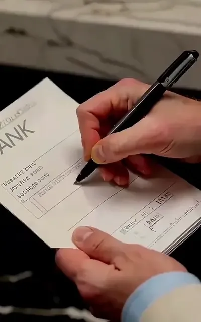 Elena pushing the check away