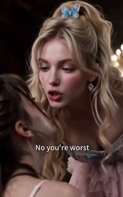 Chloe in a pale dress at the family announcement