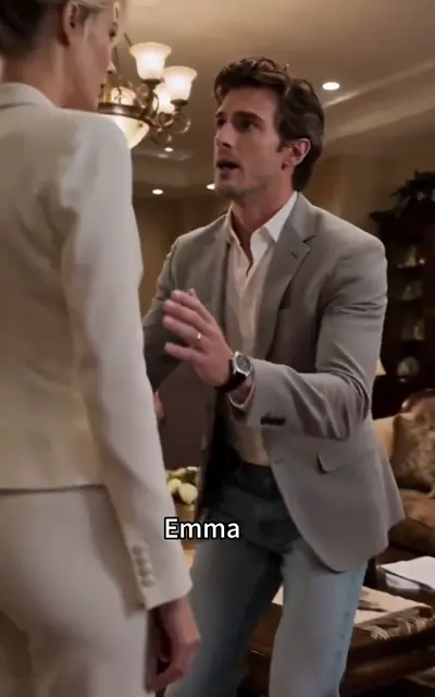 Ethan gestures while begging Emma to sign