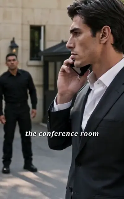 Lucas in a suit talking on a phone