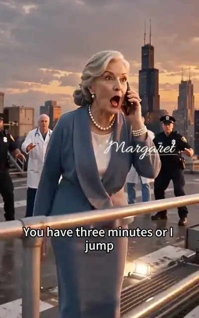 Margaret on the ledge calling her son