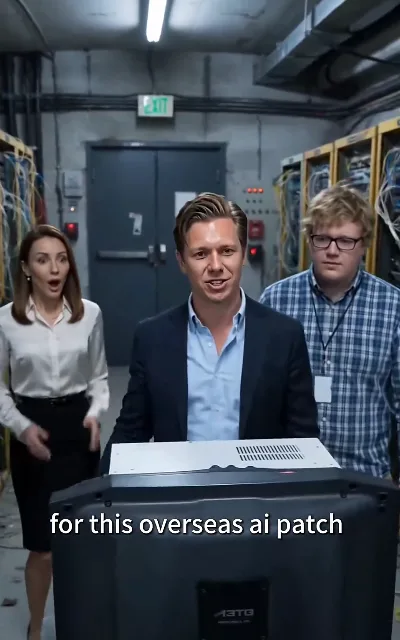 The janitor mopping past the servers