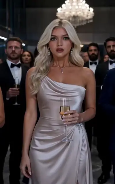 Eden in the champagne gown at the matching gala
