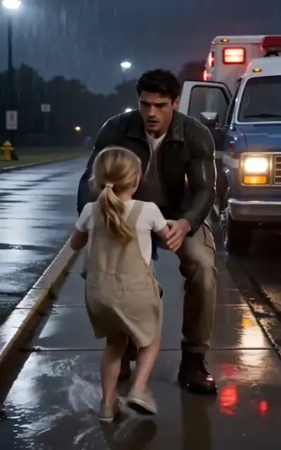 Roan walks Rain through the rain to the gate