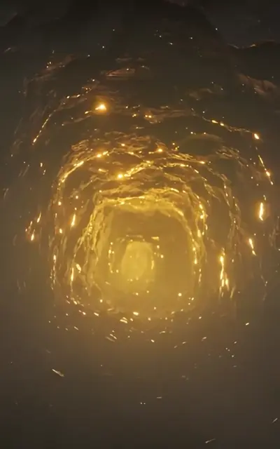The glowing gold vein opening inside the mine
