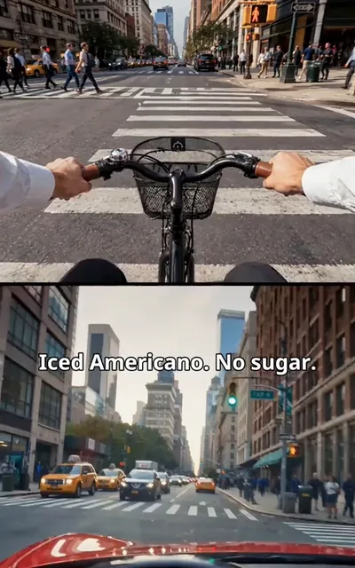 William runs the coffee sign on the sidewalk
