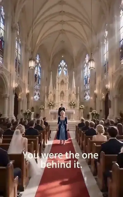 The church wedding aisle with guests seated