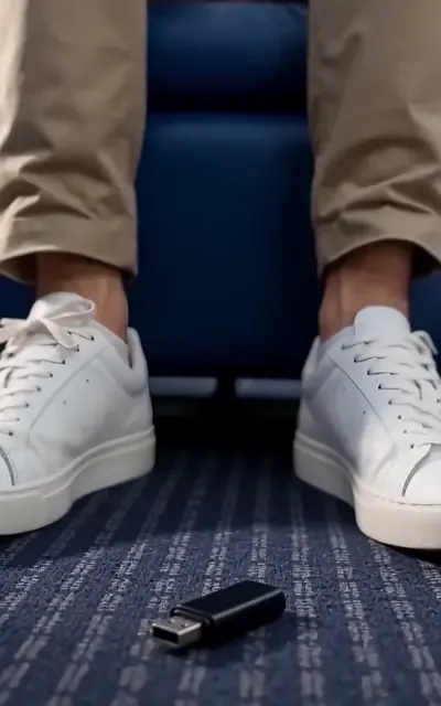 The black flash drive on the empty seat