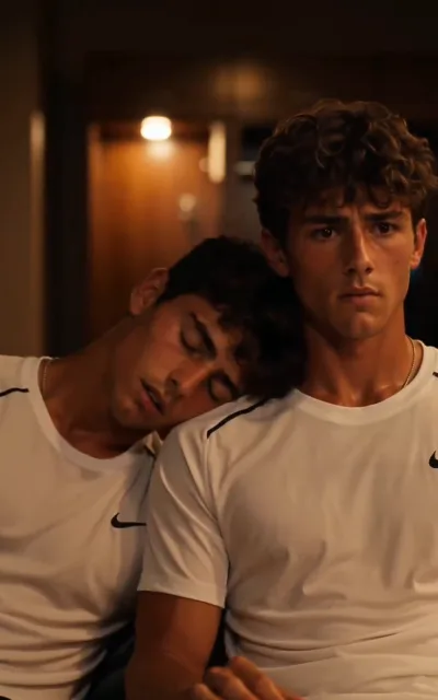 The lean, one head on the other's shoulder