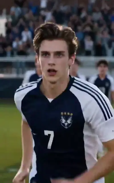 Ethan in the number seven jersey on the match field